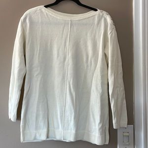 Talbots Petite button-shoulder sweater in off white